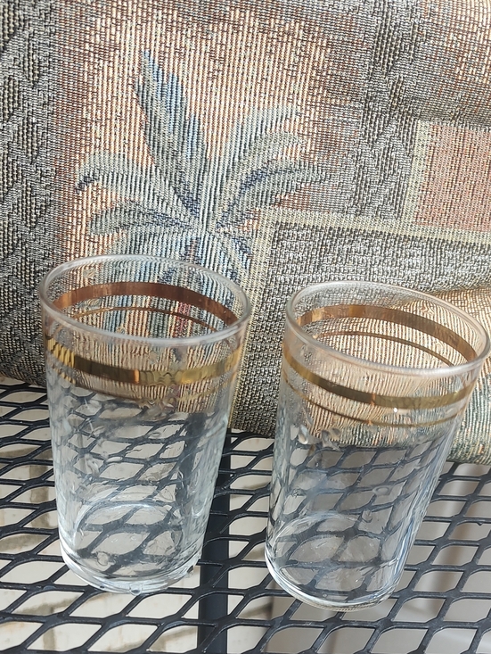 Other - Clear Glasses/Gold Band - Set of 2